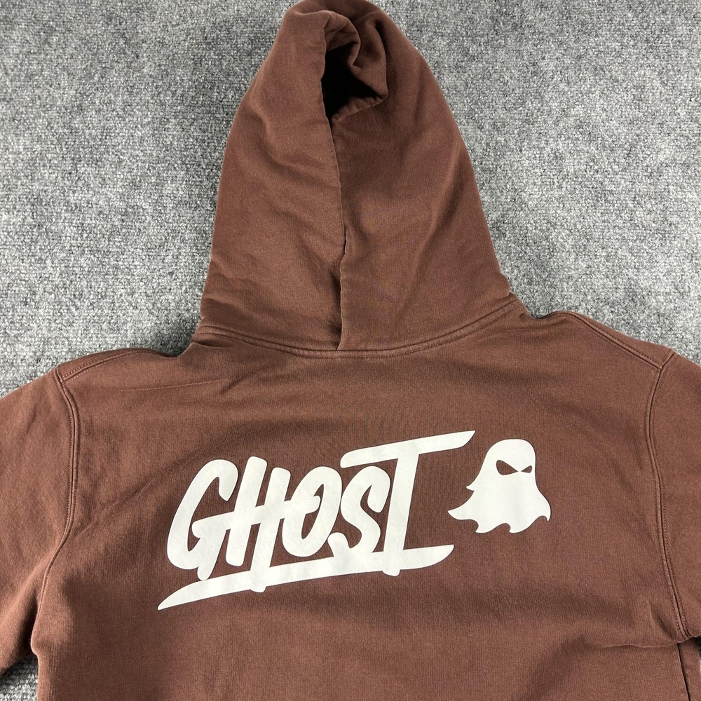 Ghost Hoodie Mens Small Brown Pullover Sweatshirt Logo Graphic Streetwear - Picture 2 of 6